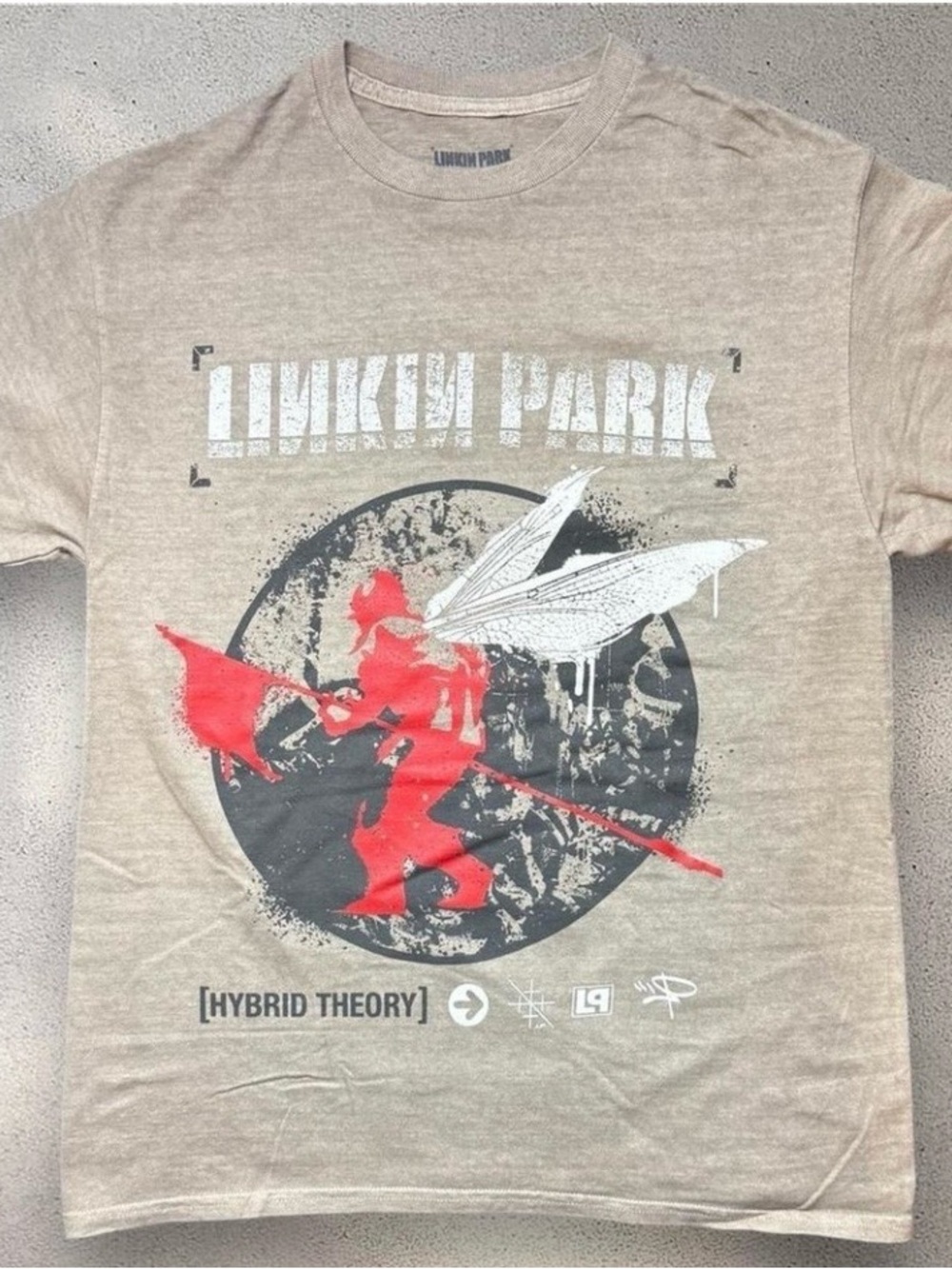Linkin Park Hybrid Theory Graphic T-Shirt Tan Mens Medium (small) Band Tee Rose